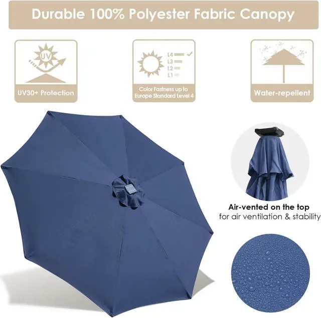 Alt view image 5 of 7 - Yescom 10 Ft Solar Powered Patio Umbrella with Tilt and Crank Outdoor Backyard Hotel