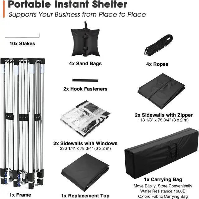 Alt view image 7 of 7 - Tents for Parties 10X20 Pop Up Canopy with Sidewalls Heavy Duty Wedding Tent for Backyard