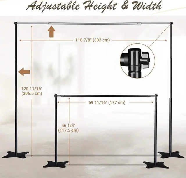 Alt view image 4 of 7 - WinSpin 10x10 Ft Backdrop Stand for Parties Wedding Birthday Events Photography Photo Booth Step and Repeat Adjustable Heavy Duty Backdrop Stand with Carrying Bag
