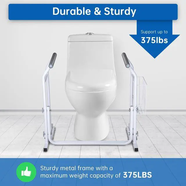 Alt view image 2 of 7 - Yescom Toilet Safety Rails Frame,Elderly Assistance Products Handles for Seniors Elderly Disabled