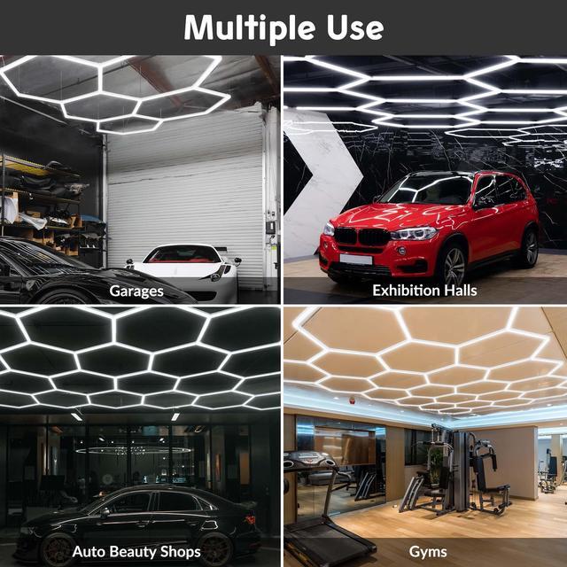 Alt view image 5 of 7 - Hexagon LED Garage Light Honeycomb Car Detail Workshop Retail Light 72 Pack