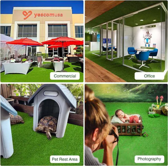Alt view image 2 of 7 - Yescom 4PCS 65x3Ft Artificial Turf Grass Rug Indoor Outdoor Event Balcony Deck Patio Decor Gym Synthetic Roll