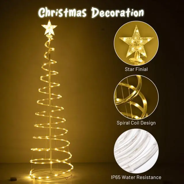 Alt view image 4 of 7 - Yescom Sparkle 3Pack LED Christmas Spiral Light Kit 3/4/6Ft Battery Indoor Outdoor Yard Party Shop Decoration Warm White