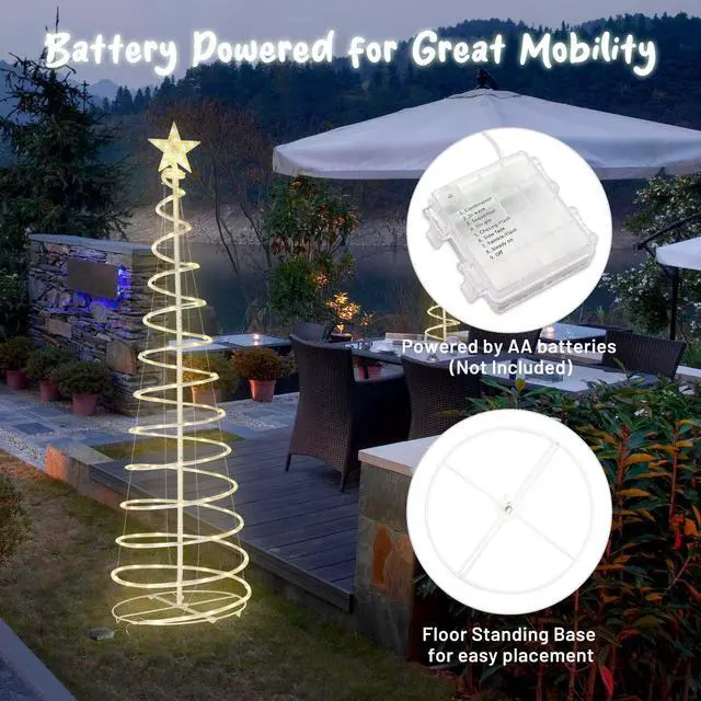 Alt view image 5 of 7 - Yescom Sparkle 3Pack LED Christmas Spiral Light Kit 3/4/6Ft Battery Indoor Outdoor Yard Party Shop Decoration Warm White