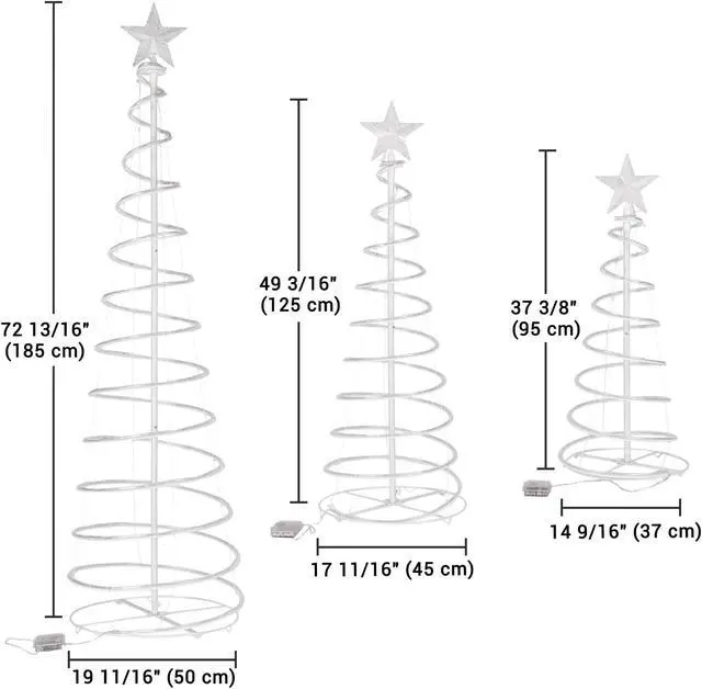 Alt view image 7 of 7 - Yescom Sparkle 3Pack LED Christmas Spiral Light Kit 3/4/6Ft Battery Indoor Outdoor Yard Party Shop Decoration Warm White