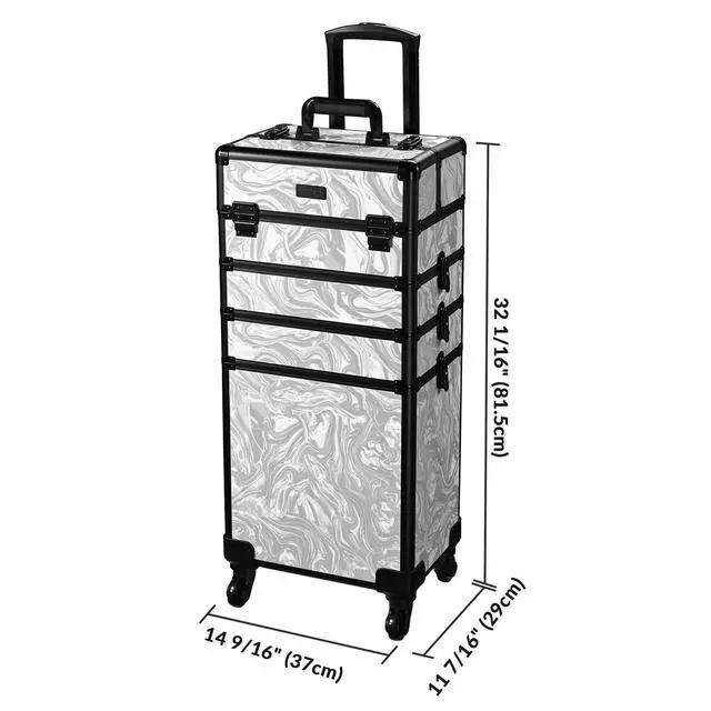 Alt view image 5 of 7 - Byootique Makeup Train Case with Portable Cube Case Cosmetic Organizer Graystone