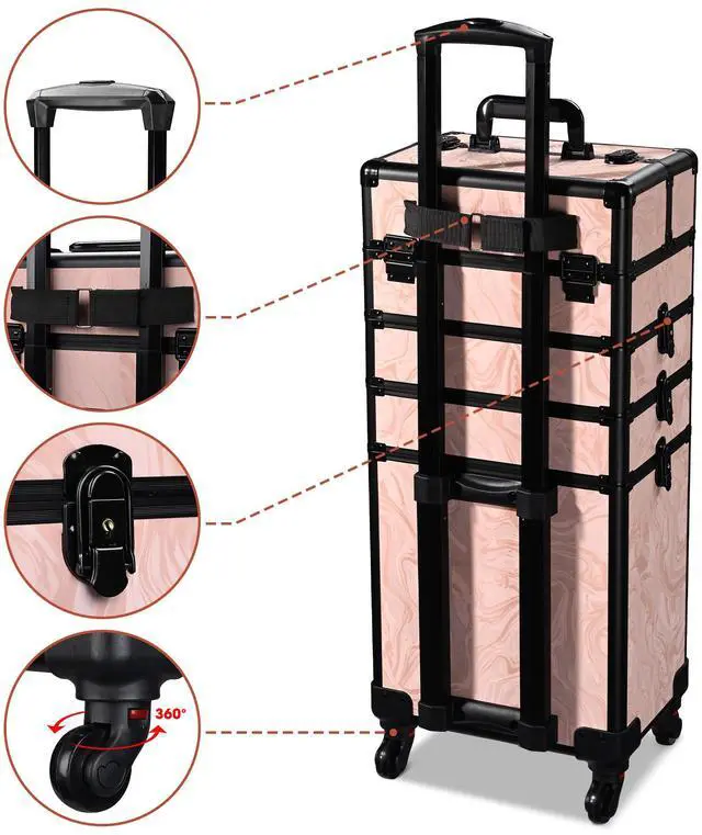 Alt view image 4 of 7 - Byootique 3-Piece Makeup Train Cases Cosmetic Organizer Kit Wheel Artist CB Dusk