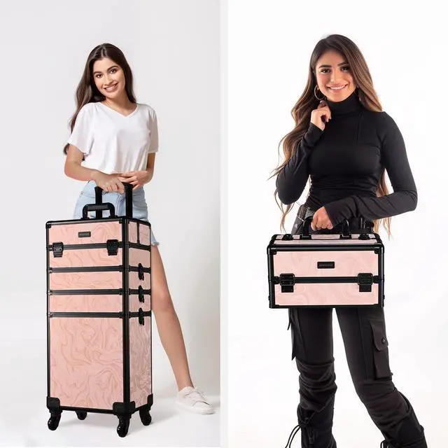 Alt view image 3 of 7 - Byootique 3-Piece Makeup Train Cases Cosmetic Organizer Kit Wheel Artist CB Dusk