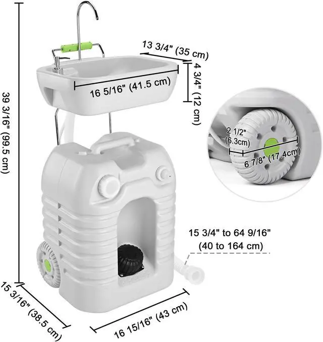 Alt view image 4 of 7 - Yescom  45L Portable Camping Sink with Soap Dispenser & Towel Holder with Pump Safe Mobile Sink for RV Travel Outdoor