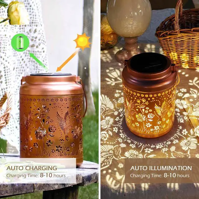 Alt view image 4 of 7 - LAGarden Hummingbird Solar Lantern with Shepherds Hooks Outdoor Hanging Decor Light Christmas Gifts Yard Patio 6Pack