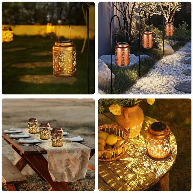 Alt view image 3 of 7 - LAGarden Hummingbird Solar Lantern with Shepherds Hooks Outdoor Hanging Decor Light Christmas Gifts Yard Patio 6Pack