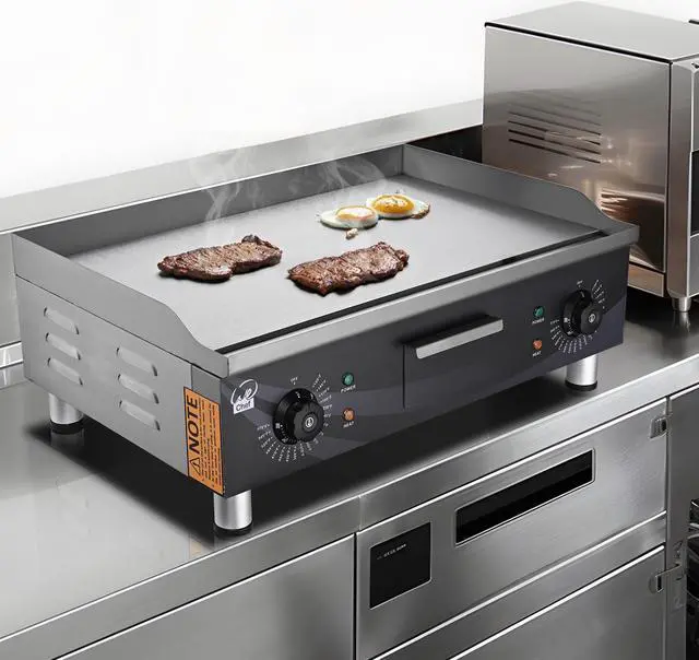 Alt view image 14 of 14 - 3500W 24" Electric Countertop Griddle Flat Top Commercial Restaurant BBQ Grill