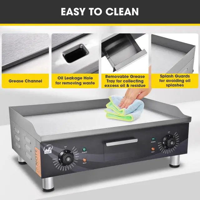 Alt view image 13 of 14 - 3500W 24" Electric Countertop Griddle Flat Top Commercial Restaurant BBQ Grill