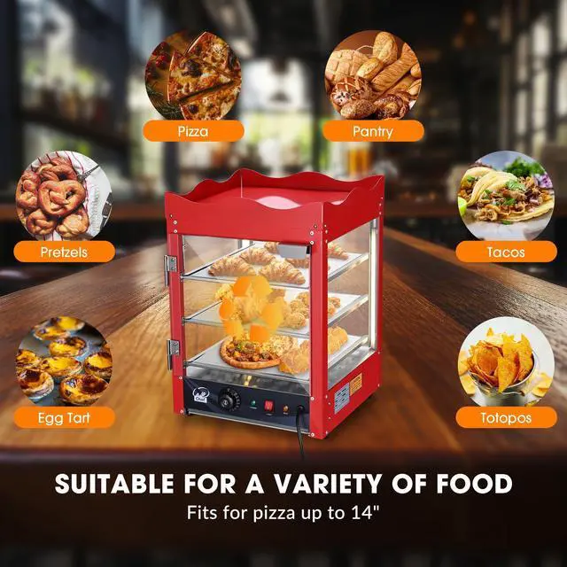 Alt view image 2 of 7 - WeChef 3 Tier Commercial Food Warmer Display Case Countertop Pizza Top Rack 600W