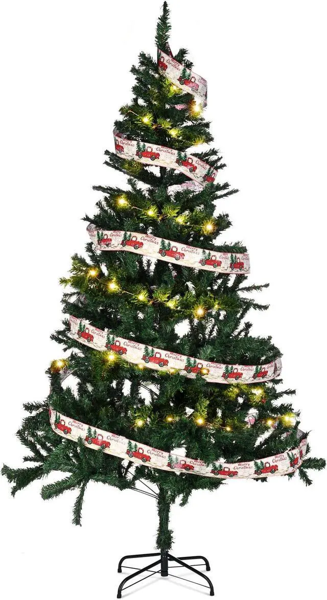 Main image of 6 Ft Artificial Christmas Tree with 66FT 200 LED Fairy Lights Home Party Decor