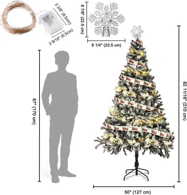 Alt view image 4 of 5 - 4 Ft Artificial Christmas Tree with 66FT 200 LED Fairy Lights Home Party Decor