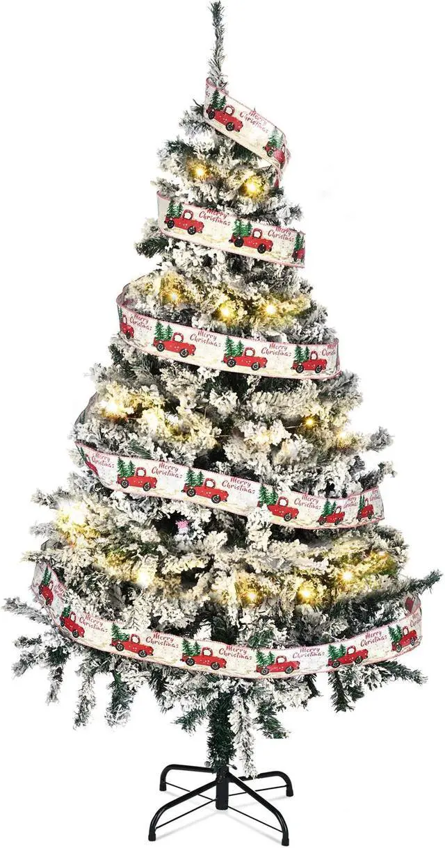 Main image of 5 Ft White Christmas Tree Artificial with 66FT 200 LED Fairy Lights Xma Decor