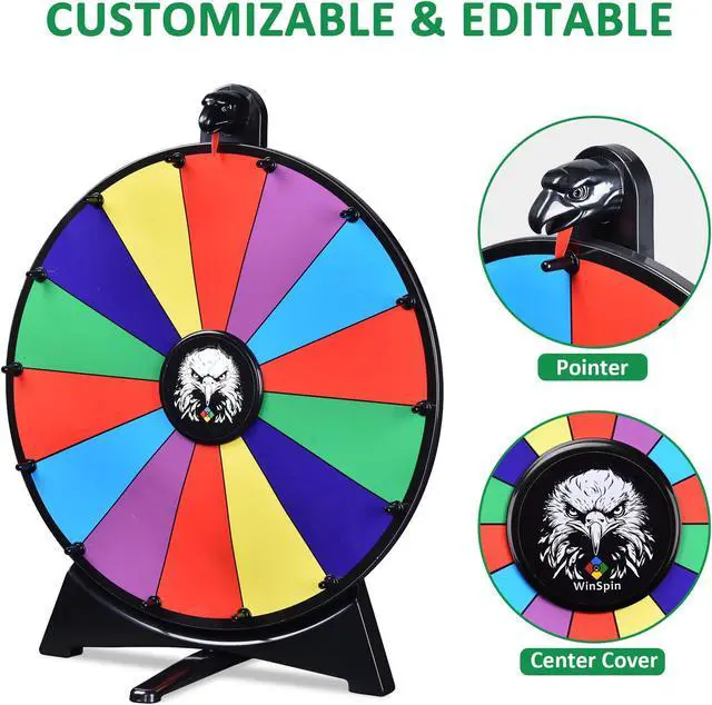 Alt view image 3 of 7 - WinSpin 20" Prize Wheel 14 Slots Dry Erase Spinning Wheel for Pub Party Eagle