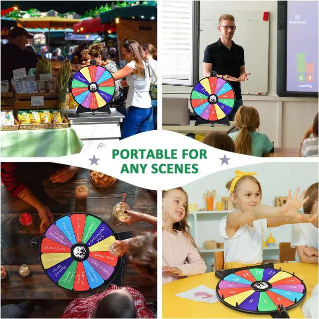 Alt view image 6 of 7 - WinSpin 20" Prize Wheel 14 Slots Dry Erase Spinning Wheel for Pub Party Eagle