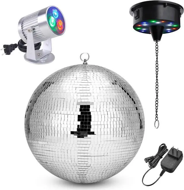 Main image of Yescom 16" Large Disco Ball with Motor and Light 6RPM Rotator & 3W RGB Spotlight for 70s 80s Party DJ Bands Club Studio Event