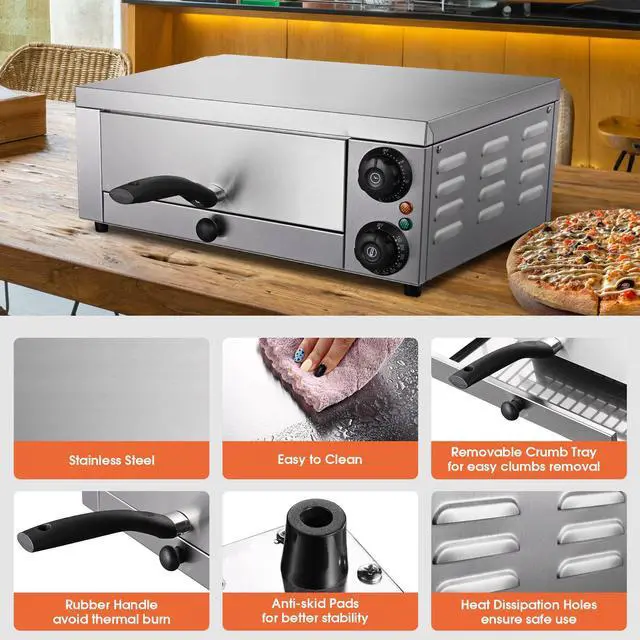 Alt view image 6 of 7 - WeChef Countertop Pizza Oven Electric Pizza Maker 1300W for 12" Pizza Commercial
