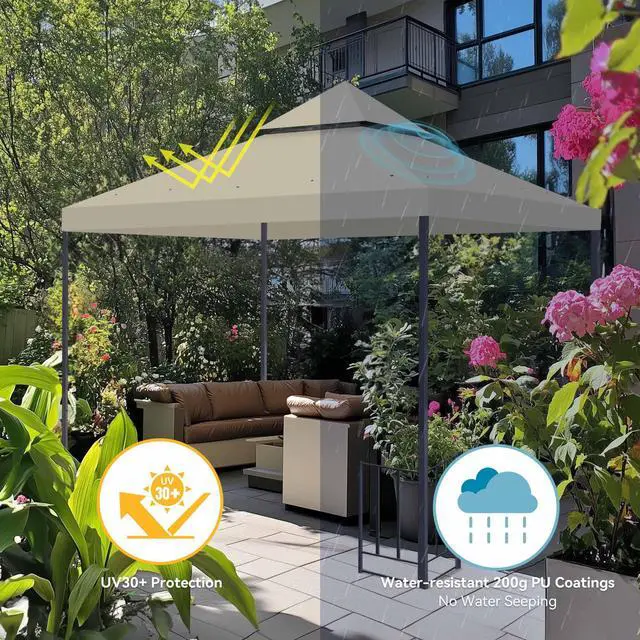 Alt view image 3 of 7 - Yescom 10x10Ft Gazebo Top Replacement 2 Tier PU Water Resistance Outdoor Canopy Cover Patio Garden Outdoor Party Gray