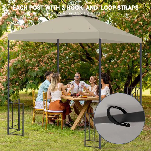 Alt view image 5 of 7 - Yescom 10x10Ft Gazebo Top Replacement 2 Tier PU Water Resistance Outdoor Canopy Cover Patio Garden Outdoor Party Gray