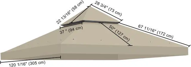 Alt view image 7 of 7 - Yescom 10x10Ft Gazebo Top Replacement 2 Tier PU Water Resistance Outdoor Canopy Cover Patio Garden Outdoor Party Gray