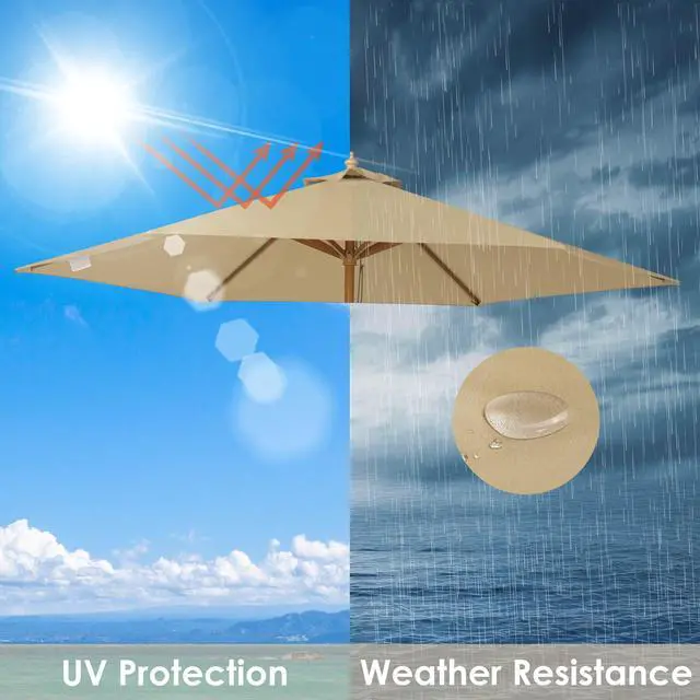 Alt view image 4 of 7 - 9' Patio Umbrella Replacement Canopy 6 Rib Outdoor Yard Deck Cover Top Color Opt