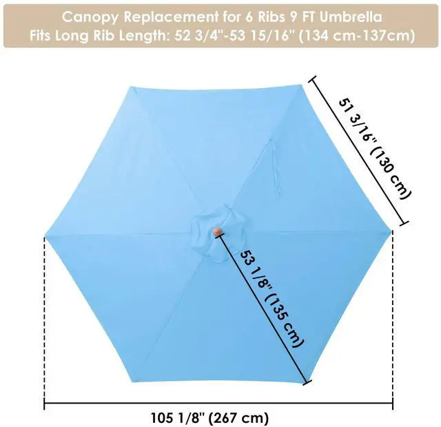 Alt view image 6 of 7 - Yescom 9 Ft Patio Umbrella Replacement Canopy Market Table Top Outdoor Sunshade Cover