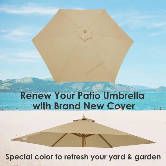 Alt view image 3 of 7 - 9' Patio Umbrella Replacement Canopy 6 Rib Outdoor Yard Deck Cover Top Color Opt