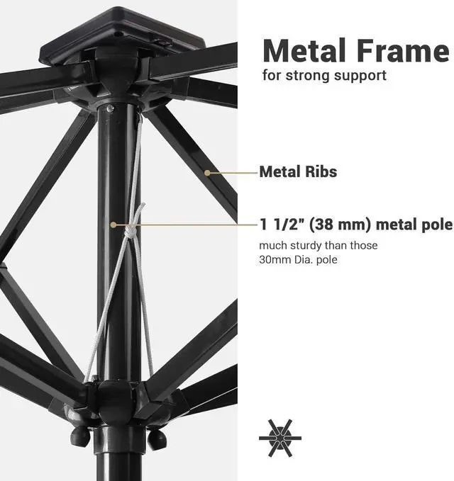 Alt view image 7 of 7 - Yescom 10x6.5FT Rectangle Outdoor Solar LED Patio Umbrella with Crank Tilt for Table Market Yard Deck Pool Party Navy