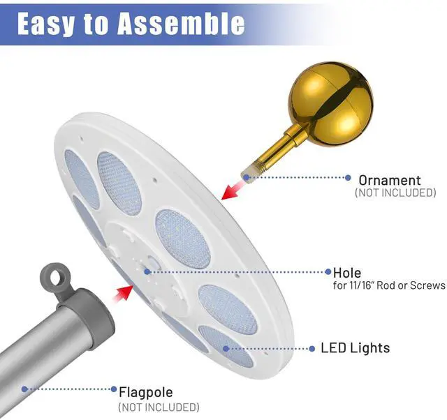 Alt view image 7 of 7 - Yescom EZ GO 20ft Eagle Topper Telescopic Flag Pole Kit Upgraded Rotating Lock Outside 3x5' US Flag Ball Final Silver