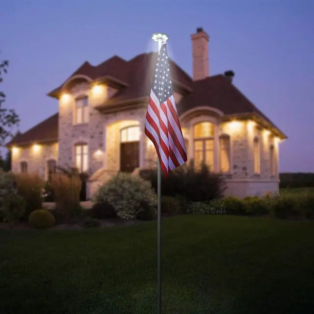 Alt view image 2 of 7 - Yescom EZ GO 20ft Eagle Topper Telescopic Flag Pole Kit Upgraded Rotating Lock Outside 3x5' US Flag Ball Final Silver
