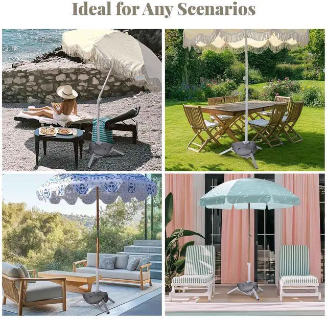 Alt view image 3 of 7 - LAGarden Foldable Beach Umbrella Stand Portable Adjustable Base Holder Outdoor with Water Weight Bag Triangular Iron Support Base for Patio Yard Garden Camping Fishing Photography Deck Sunshade