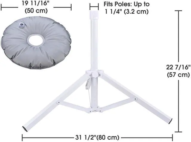 Alt view image 7 of 7 - LAGarden Foldable Beach Umbrella Stand Portable Adjustable Base Holder Outdoor with Water Weight Bag Triangular Iron Support Base for Patio Yard Garden Camping Fishing Photography Deck Sunshade