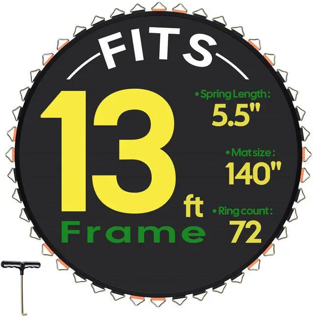 Main image of Yescom Trampoline Replacement Mat W/72V-Ring For 13" Trampoline Frame 5" Spring , UV Resistant 8 Row Stitch Jumping Mat