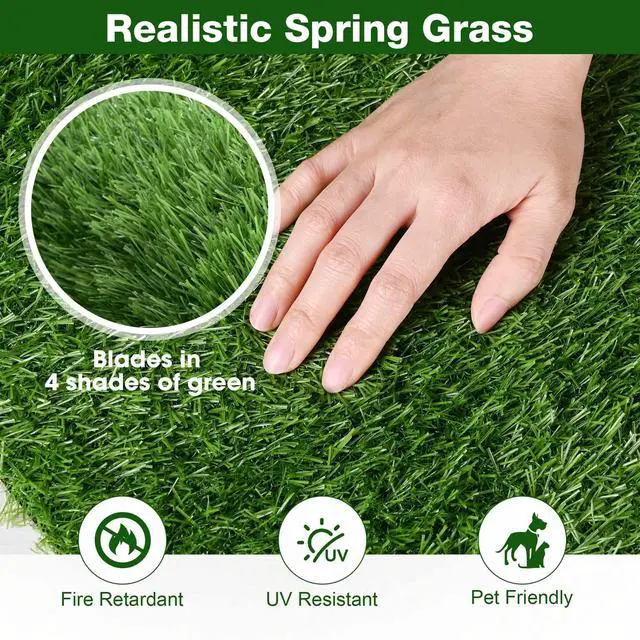 Alt view image 3 of 7 - Yescom Artificial Grass Turf Fake Grass Rug Synthetic Lawn Outdoor Indoor Decor 50'x3'x3PCS(450 Sq.Ft) 0.8" Pile Height
