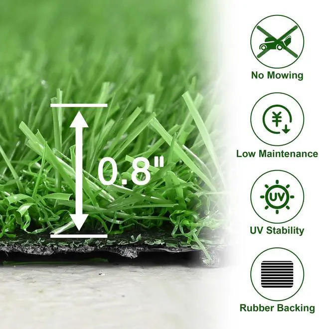 Alt view image 6 of 7 - Yescom Artificial Grass Turf Fake Grass Rug Synthetic Lawn Outdoor Indoor Decor 50'x3'x3PCS(450 Sq.Ft) 0.8" Pile Height