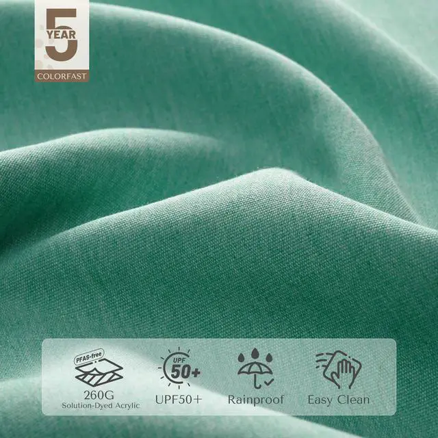Alt view image 4 of 7 - LAGarden 9Ft Patio BOHO Market Patio Umbrella 260GSM Acrylic Fabric 5-Year-Non-Fading Resort Outdoor Market Peppermint Green