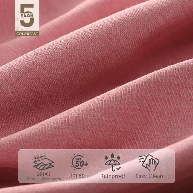 Alt view image 4 of 7 - LAGarden 9Ft Patio BOHO Market Patio Umbrella 260GSM Acrylic Fabric 5-Year-Non-Fading Resort Outdoor Market Cheery Pink