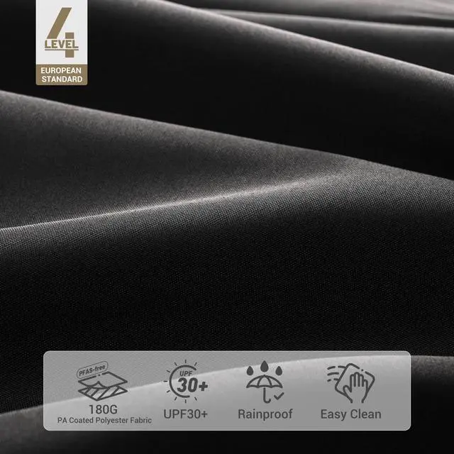 Alt view image 4 of 7 - Yescom 9FT Wooden Patio Umbrella UV30+ for Beach Pool Wedding Party Table Market Garden Yard Hotel Deck Cafe Black