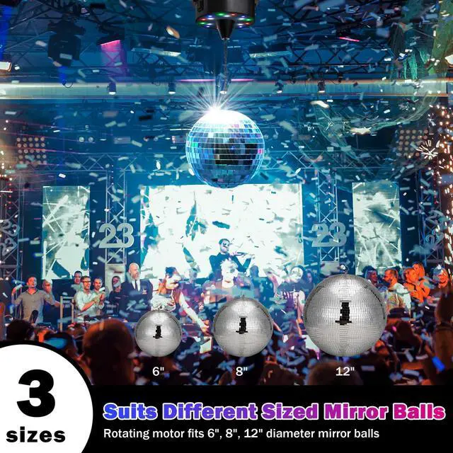 Alt view image 2 of 7 - Yescom Disco Ball Motor Rotating 6RPM with 18 RGBW LED Lights for 6" 8" 12" Mirror Ball DJ Bands Party Events KTV Club Birthday Decor ETL Certificated