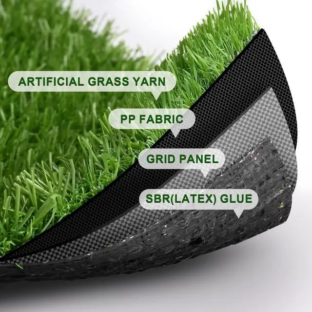 Alt view image 2 of 7 - Yescom Artificial Grass Turf Fake Grass Rug Synthetic Lawn Outdoor Indoor Decor 50'x3'x3PCS(450 Sq.Ft) 0.8" Pile Height