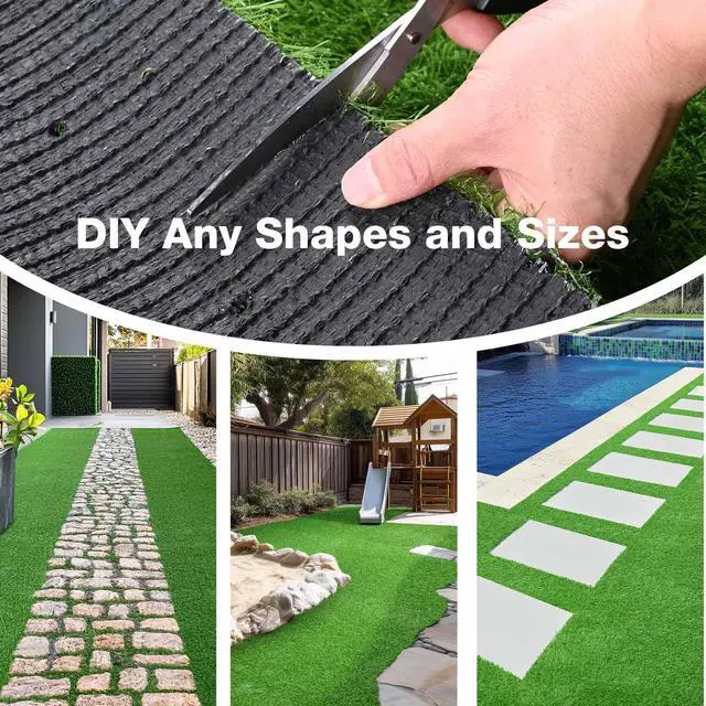 Alt view image 7 of 7 - Yescom Artificial Grass Turf Fake Grass Rug Synthetic Lawn Outdoor Indoor Decor 50'x3'x3PCS(450 Sq.Ft) 0.8" Pile Height