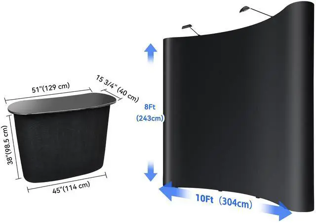 Alt view image 2 of 7 - InstaHibit 10x8 Ft Pop Up Backdrop Booth Stand w/ Portable Podium Table Counter