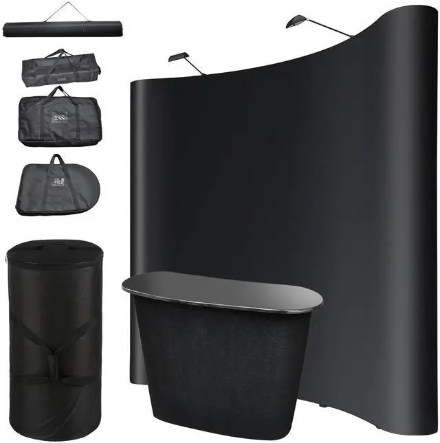 Main image of InstaHibit 10x8 Ft Pop Up Backdrop Booth Stand w/ Portable Podium Table Counter