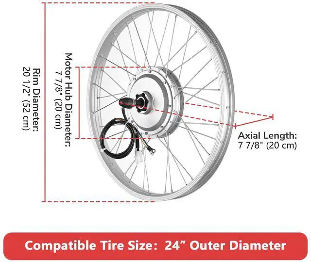 Alt view image 3 of 7 - Yescom Electric Bicycle Motor Conversion Kit for 24" 750W 36V E-bike Rear Wheel