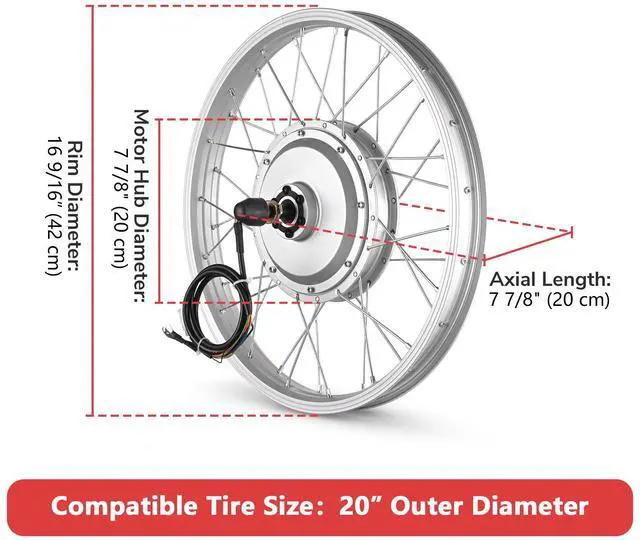 Alt view image 3 of 7 - Yescom Electric Bicycle Motor Conversion Kit for 20" 750W 36V E-bike Rear Wheel