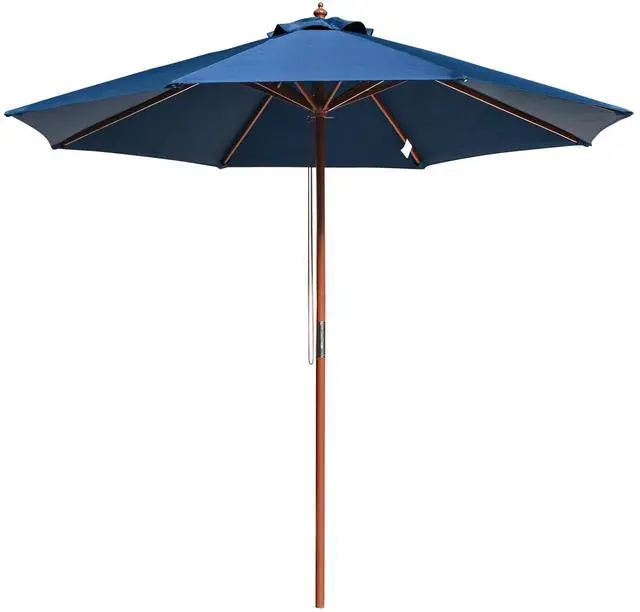 Main image of Yescom 9FT Wooden Patio Umbrella UV30+ for Beach Pool Wedding Party Table Market Garden Yard Hotel Deck Cafe Navy
